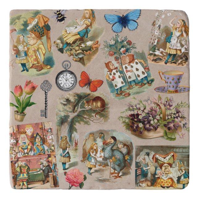  Nursery Alice Colorful 1800s Classic Wonderland  Trivet (Front)