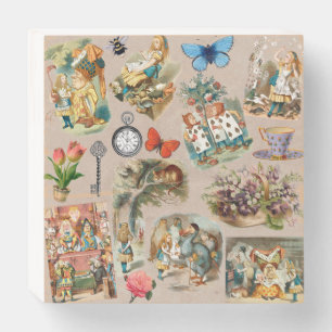 Nursery Alice Colorful 1800s Classic Wonderland  Wooden Box Sign