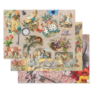 Nursery Alice Colorful 1800s Classic Wonderland  Wrapping Paper Sheets