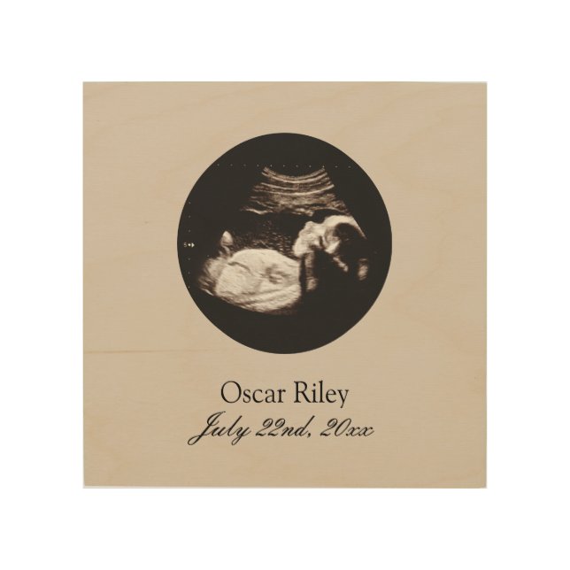 Nursery Art Baby Sonogram Ultrasound Photo Wooden (Front)