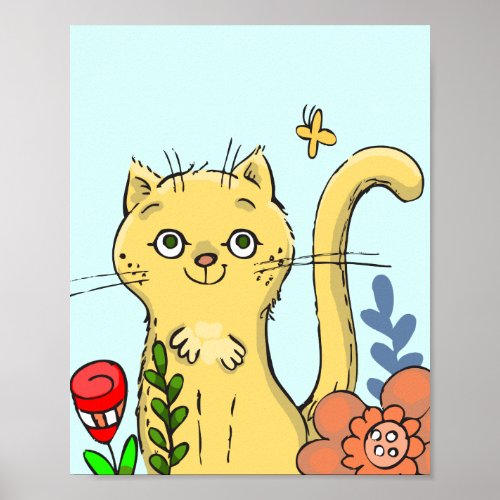 Nursery Art Cute Girly Cat Wall Art