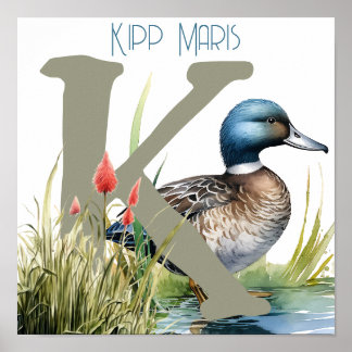 Nursery Art Duck Letter K Poster