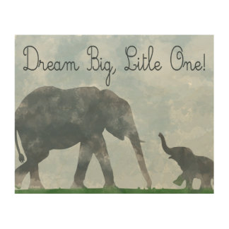nursery art, elephant watercolor, dreamer wood wall decor