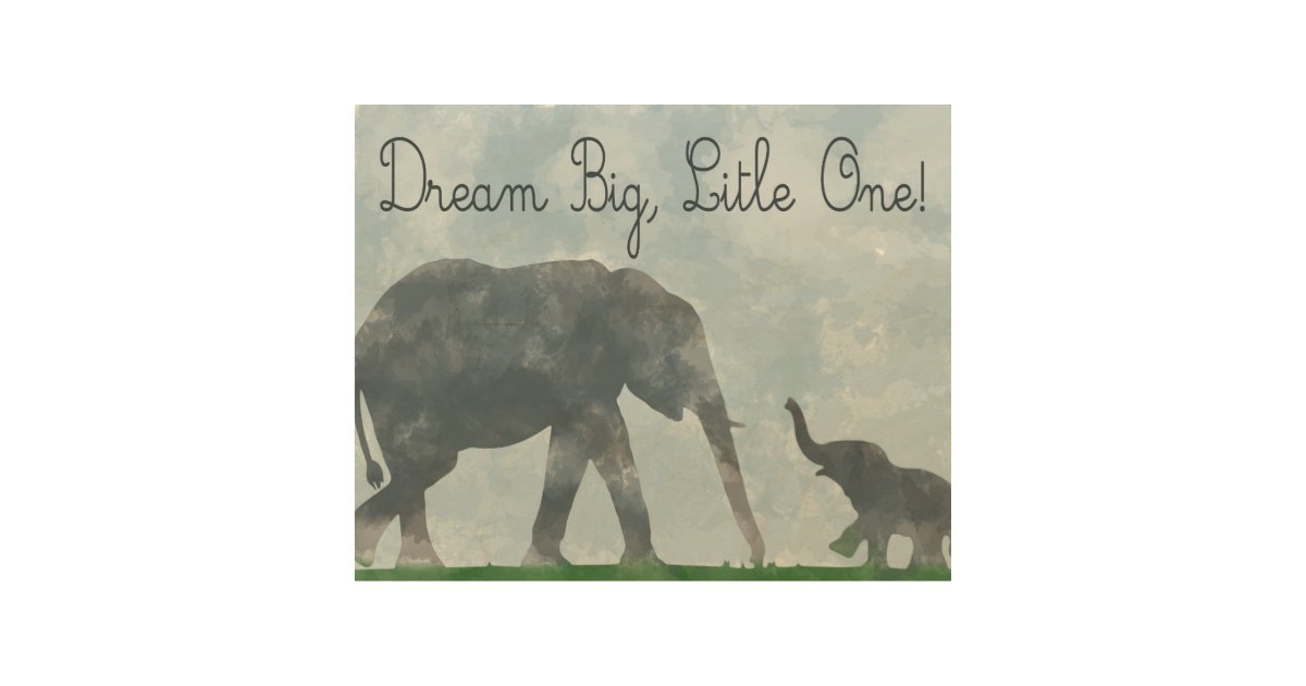 Nursery Art Elephant Watercolor Dreamer Wood Wall Decor Zazzle Com
