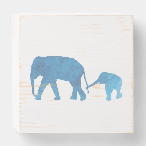 Nursery Art Wood Sign Mama and Baby Elephant