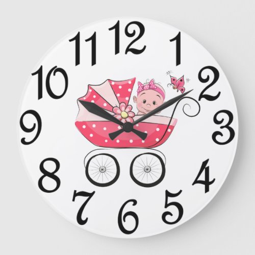 Nursery Baby Girl  Large Clock