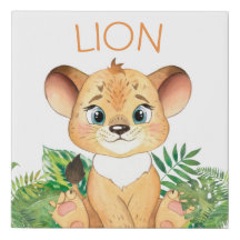 Nursery Baby Lion Faux Canvas Print