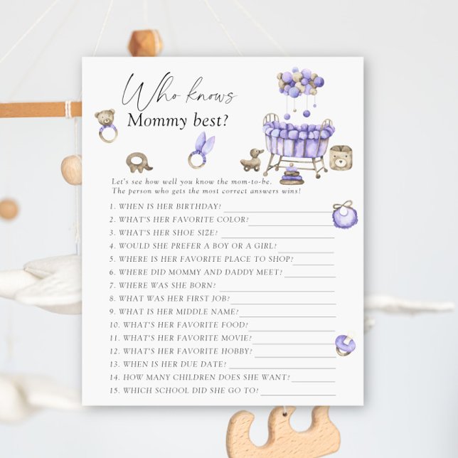 Nursery baby shower - Who knows mommy best game (Creator Uploaded)