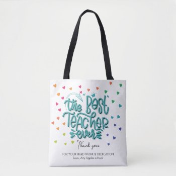 Nursery Best Teacher Ever Colour Heart Tote Bag by GenerationIns at Zazzle