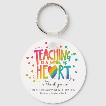 Nursery Best Teacher Rainbow Colour Heart Tote Bag Keychain by GenerationIns at Zazzle