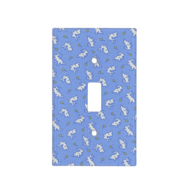Nursery Blue Bunnies Light Switch Plate (Front)