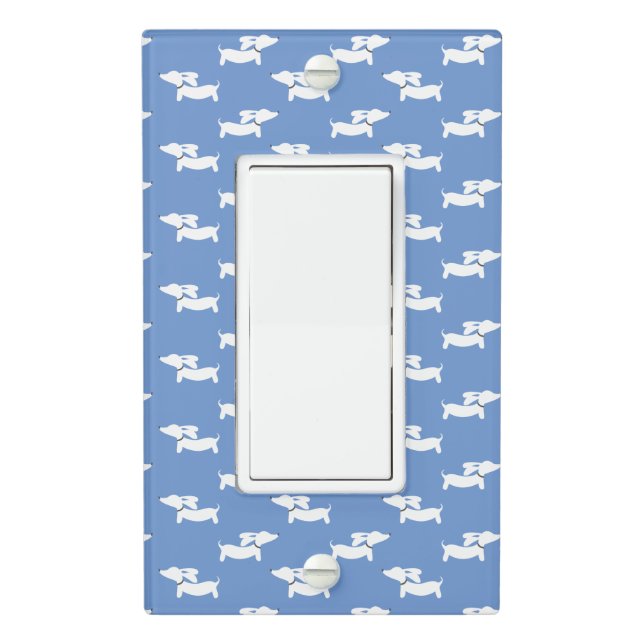Nursery Blue Dachshund Light Switch Cover  (In Situ)