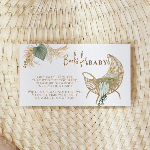 Nursery Boho Modern Baby Shower Book request Enclosure Card