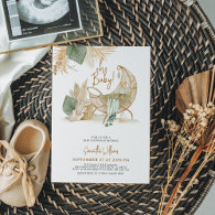 Nursery Boho Modern Greenery Baby Shower  Invitation