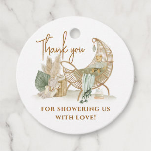 Nursery Boho Modern Greenery Baby Shower Thank Favor Tags