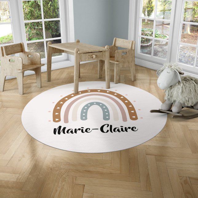 Nursery boho rainbow with name rug (boho rainbow nursery rug with name)