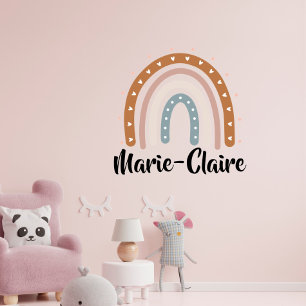 Nursery boho rainbow with name wall decal 