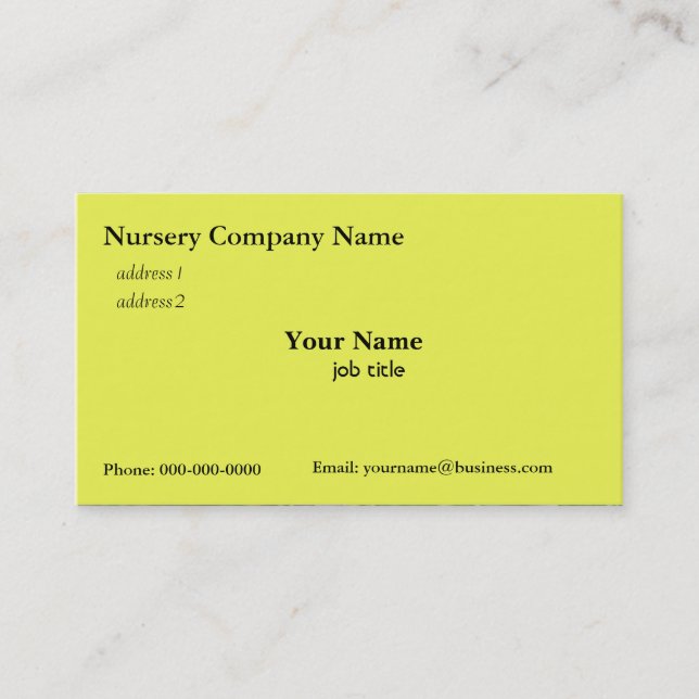 Nursery company business cards (Front)