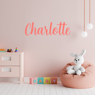 Nursery Coral Pink Name Wall Decal