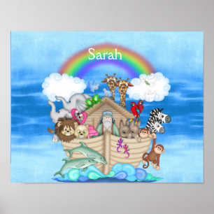 NURSERY CUSTOM  Noahs Ark  RAINBOW MURAL Poster