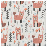 Nursery Cute Fox Forest Woodland Pattern Fabric