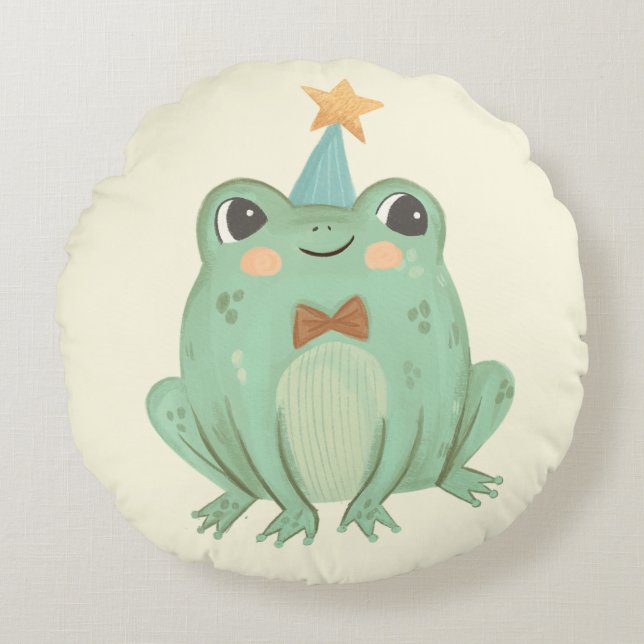 Nursery Cute Frog Baby  Round Pillow (Front)