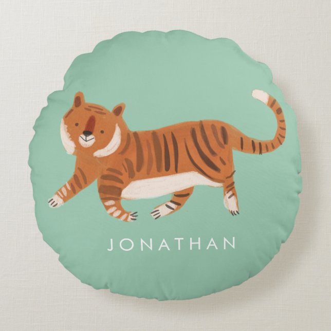 Nursery Cute Tiger Cute baby room  Round Pillow (Front)