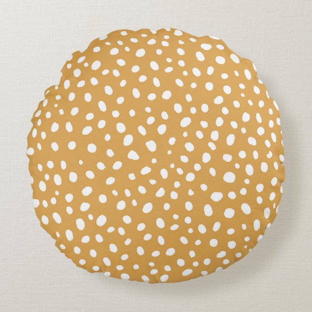 Nursery Cute Yellow Polka Dot Baby  Round Pillow (Front)
