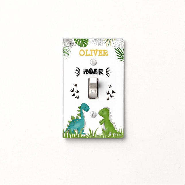 Nursery decor Cute green dinosaur Light Switch Cover (In Situ)