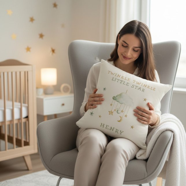 Nursery Decor Twinkle Little Star Celestial Theme  Throw Pillow (Creator Uploaded)