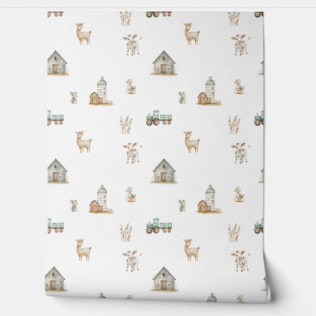 Nursery Decor Wall Farm Wallpaper (Unrolling)