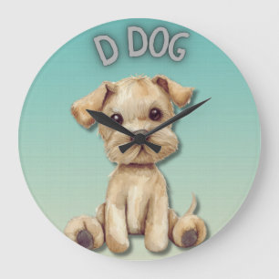 Nursery Design: Dog & D Dog Accent Text Large Clock