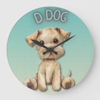 Nursery Design: Dog & D Dog Accent Text Large Clock