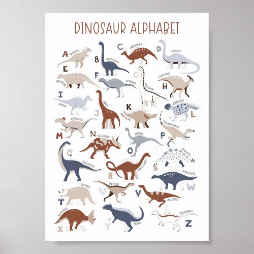 Nursery Gender Neutral Dinosaur Alphabet  Poster