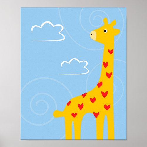 Nursery Giraffe illustration cute Savana art Poster