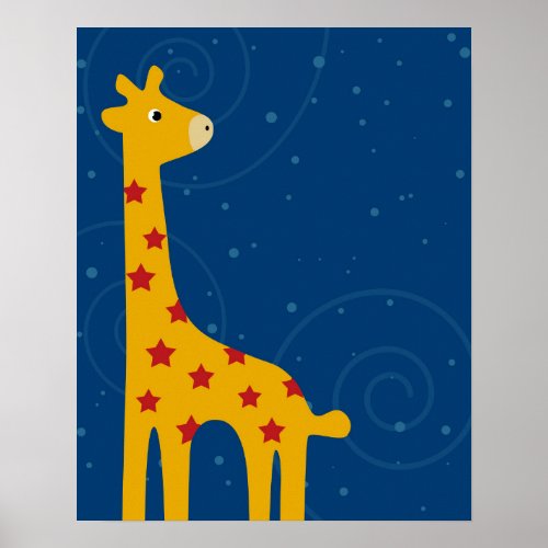 Nursery Giraffe illustration cute Savana art Poster