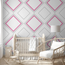 Nursery Girls Room Large Pink & Gray Diamonds
