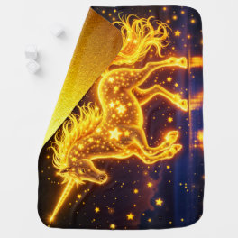 Nursery gold unicorn design glitter magic art baby blanket
