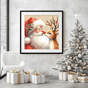 Nursery Holiday Wall Art Santa and Rudolph Decor