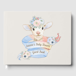 Nursery Lamb Pink Blue Baby Guest Book