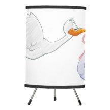 Nursery lamp with cute stork baby delivery