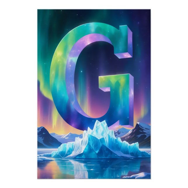Nursery Letter G Name Northern Lights Glacier Poster (Front)