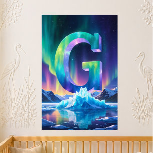 Nursery Letter G Name Northern Lights Glacier Poster