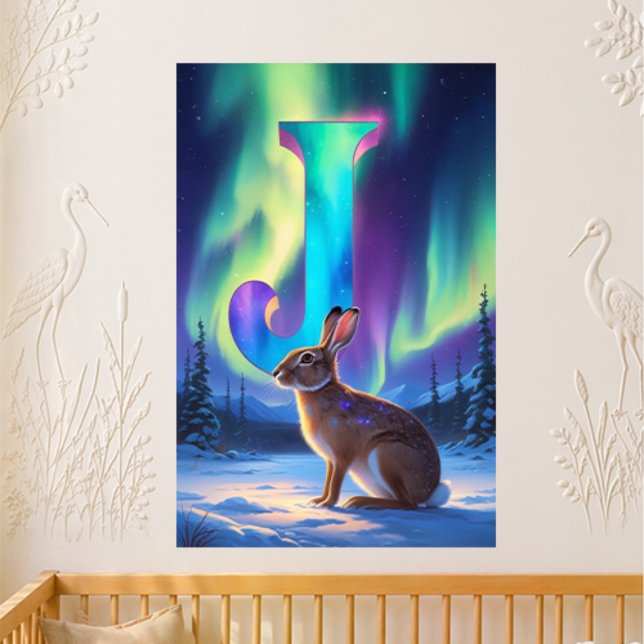 Nursery Letter J Name Northern Lights Jackrabbit Poster (Creator Uploaded)