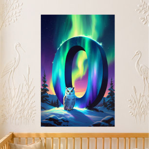 Nursery Letter O Name Northern Lights Owl Poster