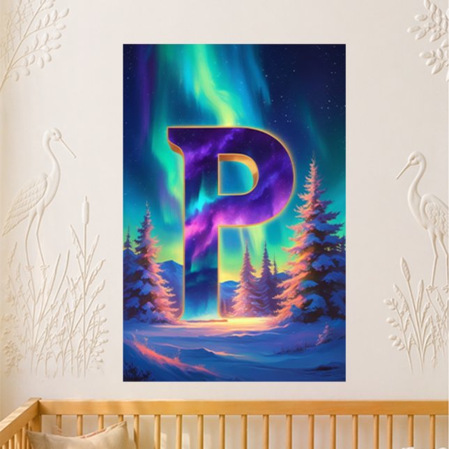 Nursery Letter P Name Northern Lights Pine Poster (Creator Uploaded)