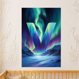 Nursery Letter V Name Northern Lights Valley Poster