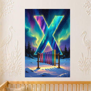 Nursery Letter X Name Northern Lights Xylophone Poster