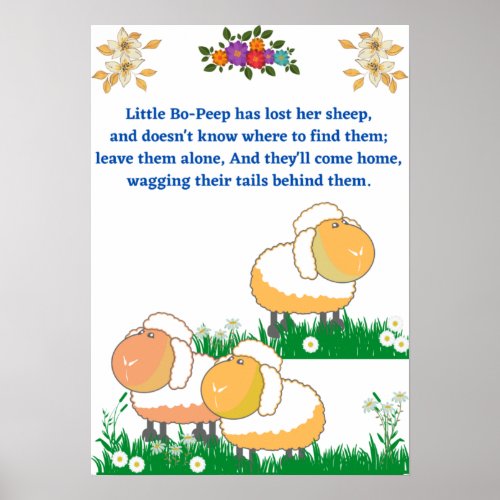 Nursery little bo beep fun poster