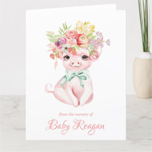 Nursery Little Pig Baby Shower Letterpress Thank You Card